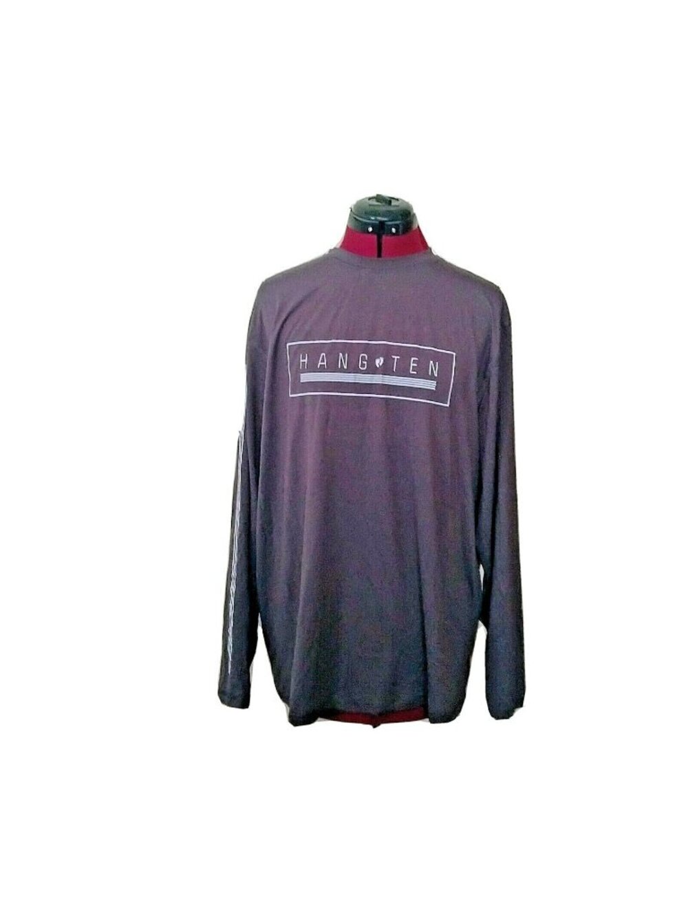 Hang Ten Sun Shirt Men M Asphalt Gray UPF 50+ Quick Dry Long Sleeve Tee Surf S